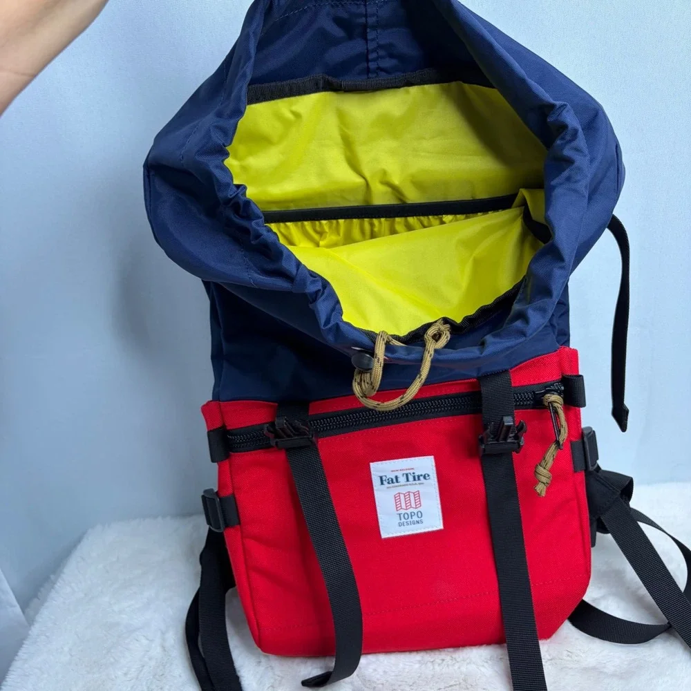 Topo Designs x New Belgium Fat Tire Rover Pack Backpack Red Navy Blue USA